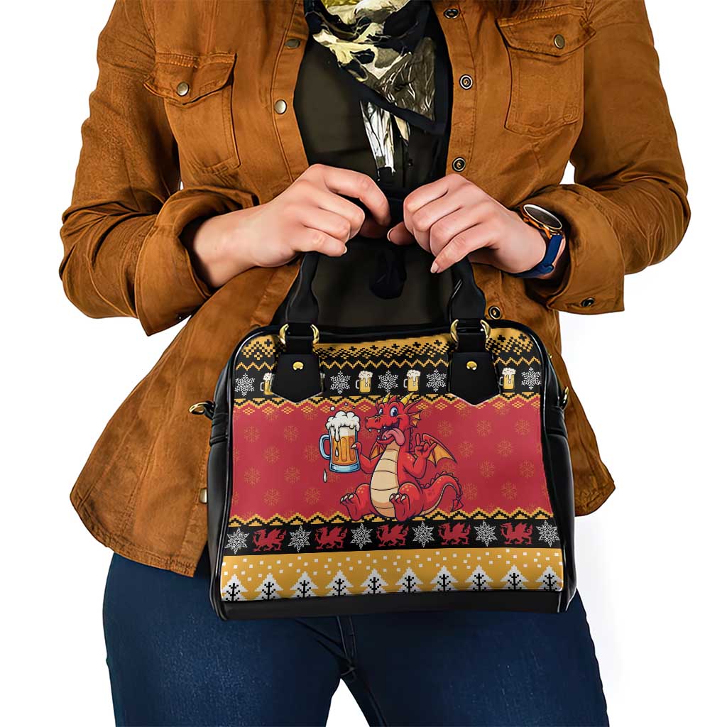 Carmarthenshire Wales Christmas Shoulder Handbag Funny Welsh Red Dragon Beer Xmas - Wonder Print Shop