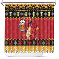 Carmarthenshire Wales Christmas Shower Curtain Funny Welsh Red Dragon Beer Xmas - Wonder Print Shop