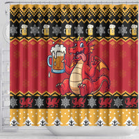 Carmarthenshire Wales Christmas Shower Curtain Funny Welsh Red Dragon Beer Xmas - Wonder Print Shop