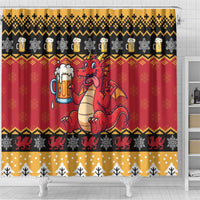 Carmarthenshire Wales Christmas Shower Curtain Funny Welsh Red Dragon Beer Xmas - Wonder Print Shop
