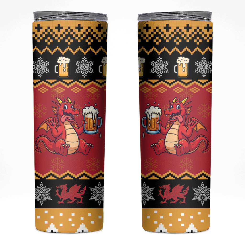 Carmarthenshire Wales Christmas Skinny Tumbler Funny Welsh Red Dragon Beer Xmas - Wonder Print Shop