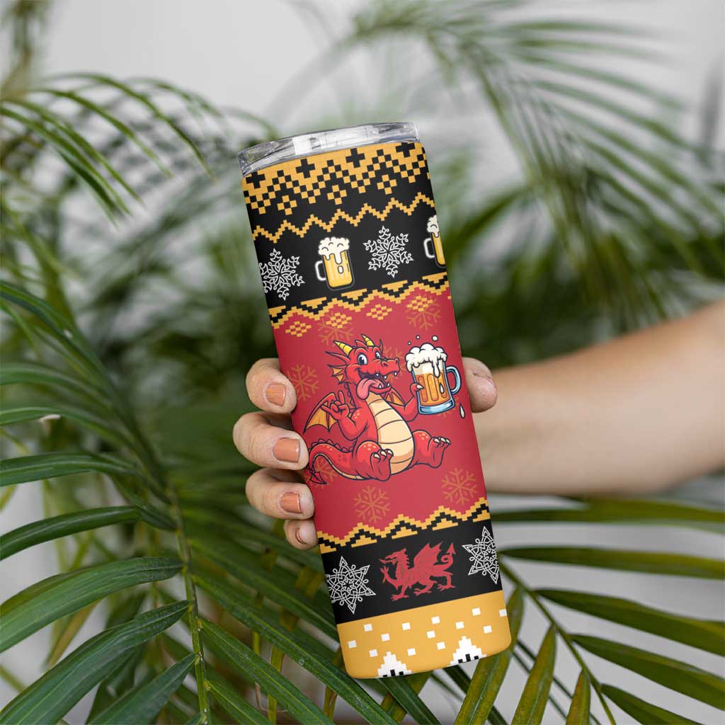 Carmarthenshire Wales Christmas Skinny Tumbler Funny Welsh Red Dragon Beer Xmas - Wonder Print Shop