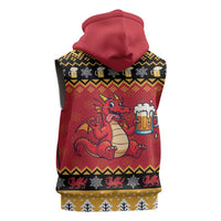 Carmarthenshire Wales Christmas Sleeveless Zip Hoodie Funny Welsh Red Dragon Beer Xmas - Wonder Print Shop