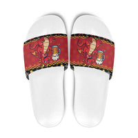 Carmarthenshire Wales Christmas Slide Sandals Funny Welsh Red Dragon Beer Xmas - Wonder Print Shop
