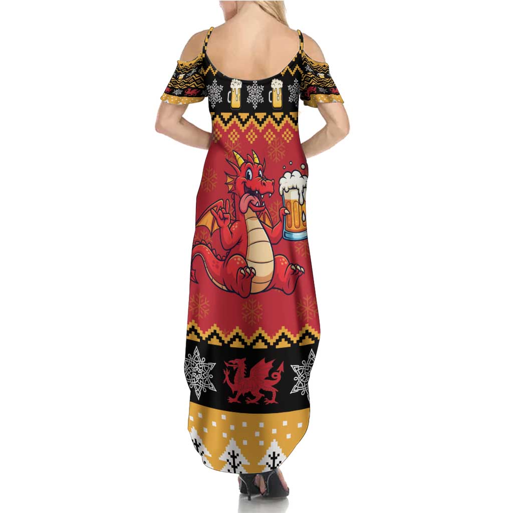 Carmarthenshire Wales Christmas Summer Maxi Dress Funny Welsh Red Dragon Beer Xmas - Wonder Print Shop