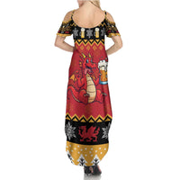 Carmarthenshire Wales Christmas Summer Maxi Dress Funny Welsh Red Dragon Beer Xmas - Wonder Print Shop