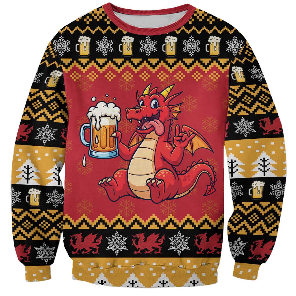Carmarthenshire Wales Christmas Sweatshirt Funny Welsh Red Dragon Beer Xmas - Wonder Print Shop