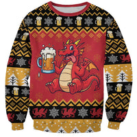 Carmarthenshire Wales Christmas Sweatshirt Funny Welsh Red Dragon Beer Xmas - Wonder Print Shop