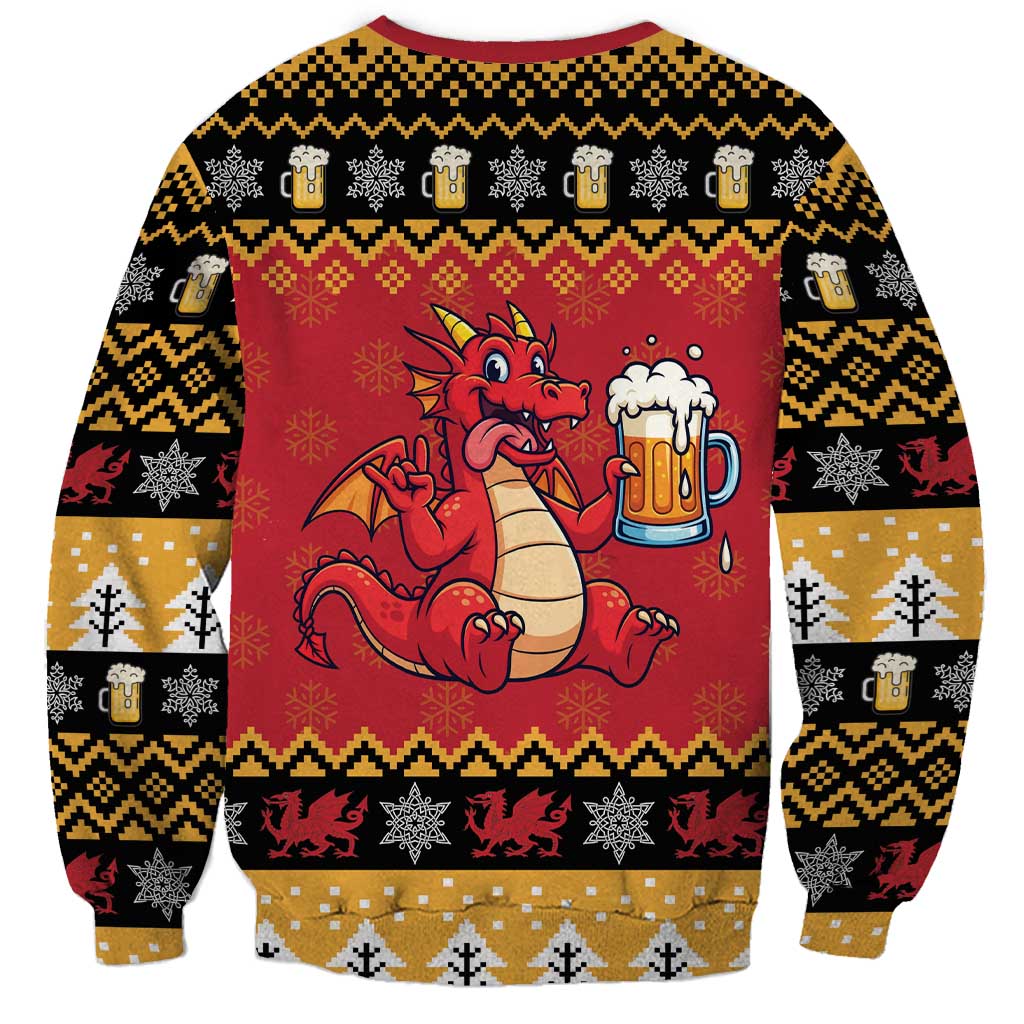 Carmarthenshire Wales Christmas Sweatshirt Funny Welsh Red Dragon Beer Xmas - Wonder Print Shop