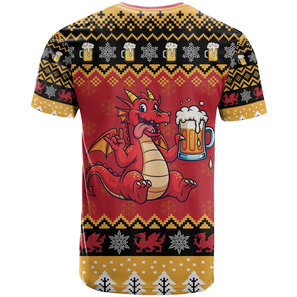 Carmarthenshire Wales Christmas T Shirt Funny Welsh Red Dragon Beer Xmas - Wonder Print Shop