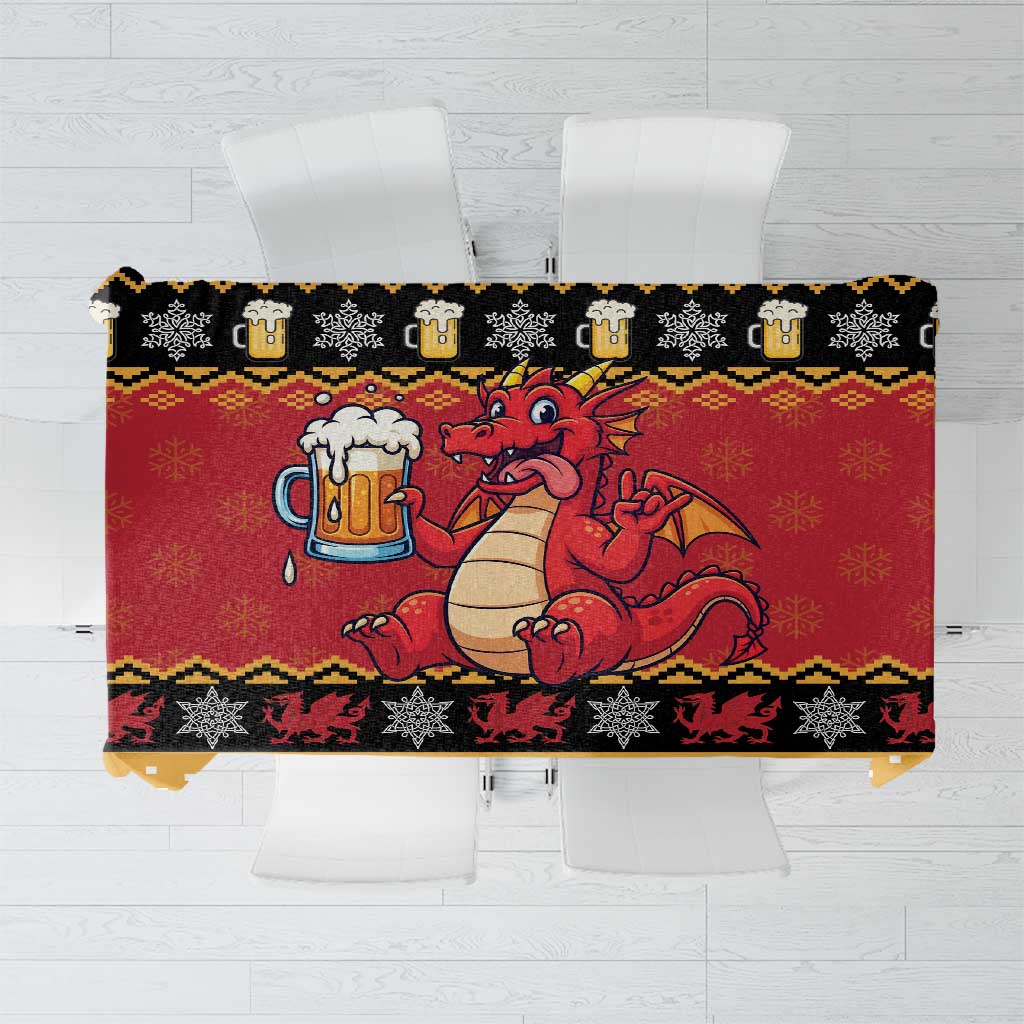 Carmarthenshire Wales Christmas Tablecloth Funny Welsh Red Dragon Beer Xmas - Wonder Print Shop
