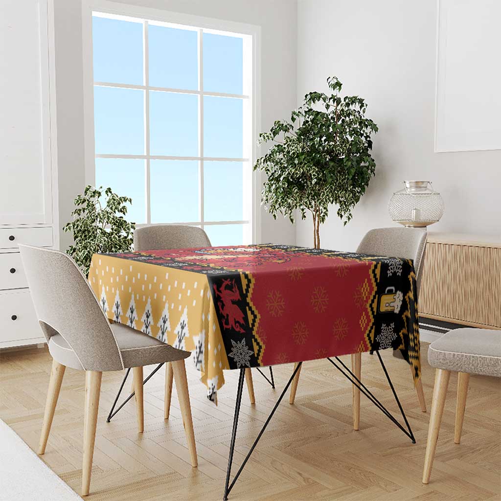 Carmarthenshire Wales Christmas Tablecloth Funny Welsh Red Dragon Beer Xmas - Wonder Print Shop