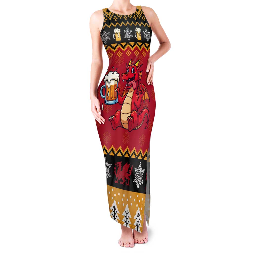 Carmarthenshire Wales Christmas Tank Maxi Dress Funny Welsh Red Dragon Beer Xmas - Wonder Print Shop