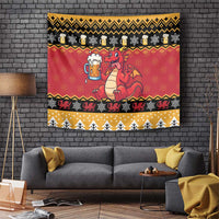 Carmarthenshire Wales Christmas Tapestry Funny Welsh Red Dragon Beer Xmas - Wonder Print Shop