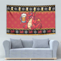 Carmarthenshire Wales Christmas Tapestry Funny Welsh Red Dragon Beer Xmas - Wonder Print Shop