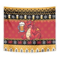 Carmarthenshire Wales Christmas Tapestry Funny Welsh Red Dragon Beer Xmas - Wonder Print Shop