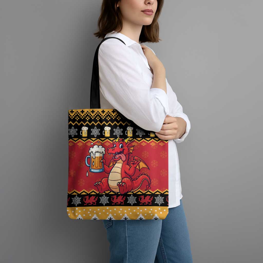 Carmarthenshire Wales Christmas Tote Bag Funny Welsh Red Dragon Beer Xmas - Wonder Print Shop