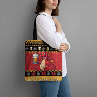 Carmarthenshire Wales Christmas Tote Bag Funny Welsh Red Dragon Beer Xmas - Wonder Print Shop
