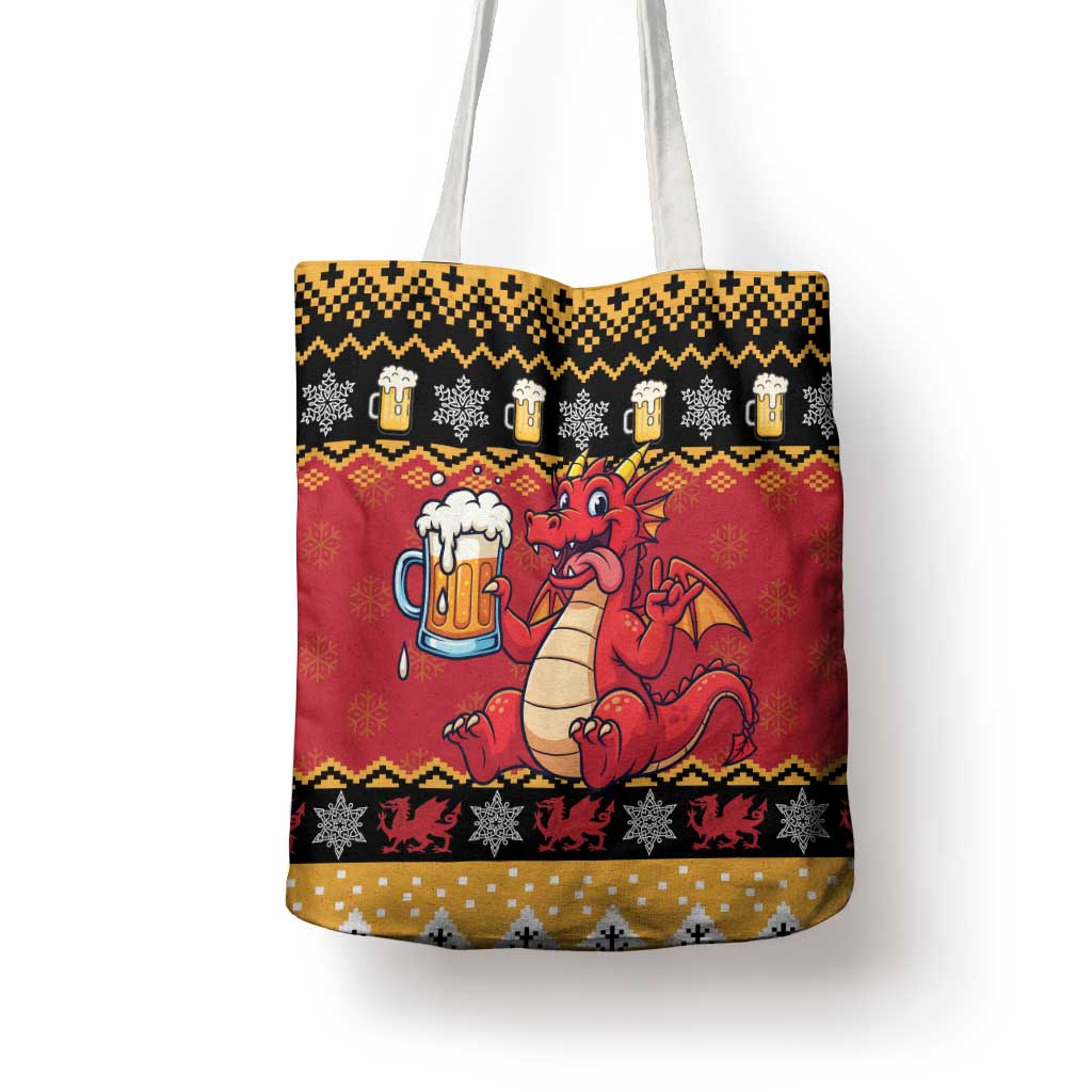 Carmarthenshire Wales Christmas Tote Bag Funny Welsh Red Dragon Beer Xmas - Wonder Print Shop
