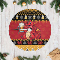 Carmarthenshire Wales Christmas Tree Skirt Funny Welsh Red Dragon Beer Xmas - Wonder Print Shop