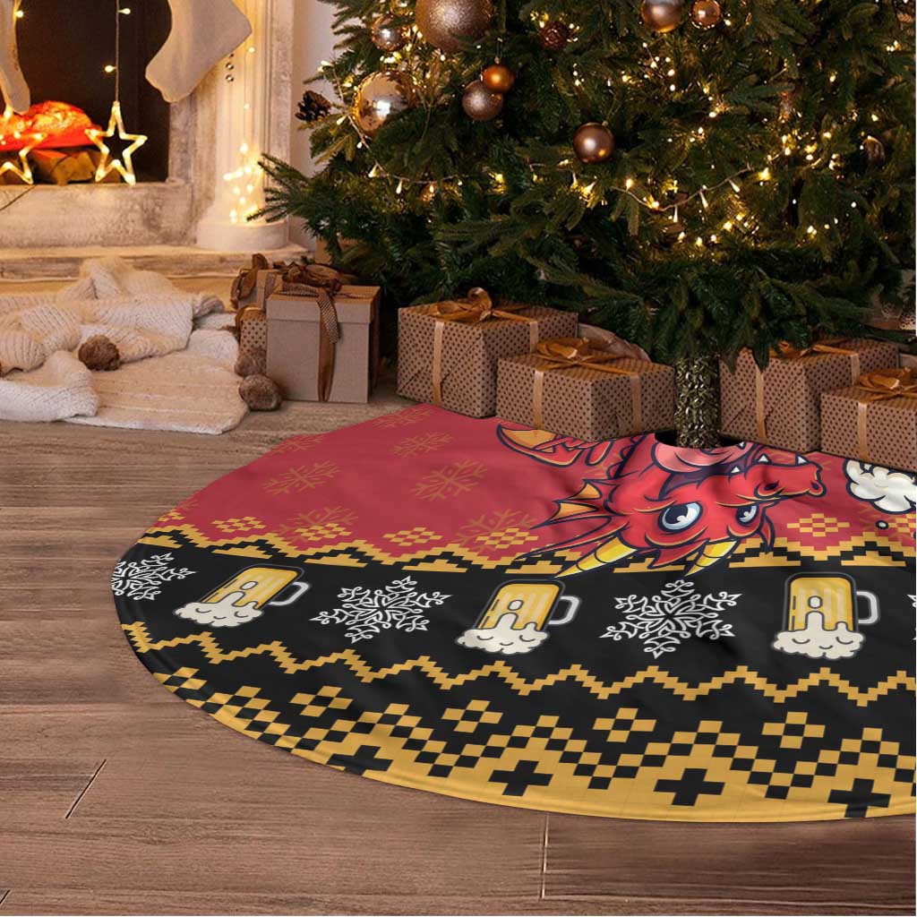 Carmarthenshire Wales Christmas Tree Skirt Funny Welsh Red Dragon Beer Xmas - Wonder Print Shop