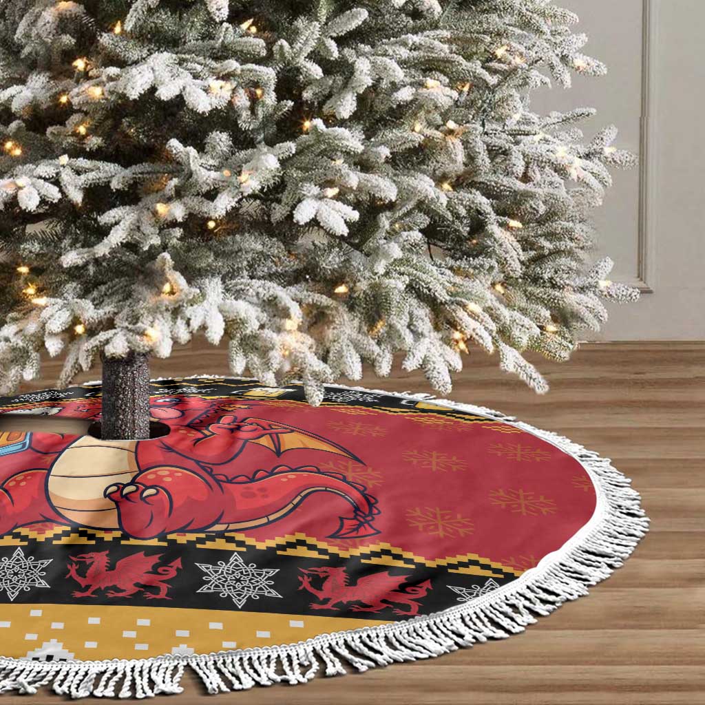 Carmarthenshire Wales Christmas Tree Skirt Funny Welsh Red Dragon Beer Xmas - Wonder Print Shop