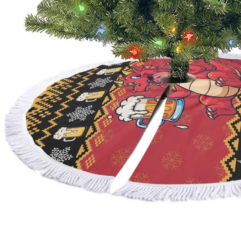 Carmarthenshire Wales Christmas Tree Skirt Funny Welsh Red Dragon Beer Xmas - Wonder Print Shop