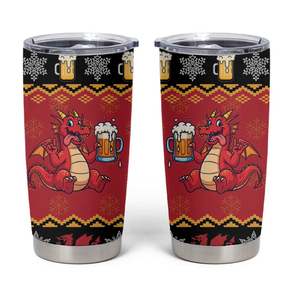 Carmarthenshire Wales Christmas Tumbler Cup Funny Welsh Red Dragon Beer Xmas - Wonder Print Shop