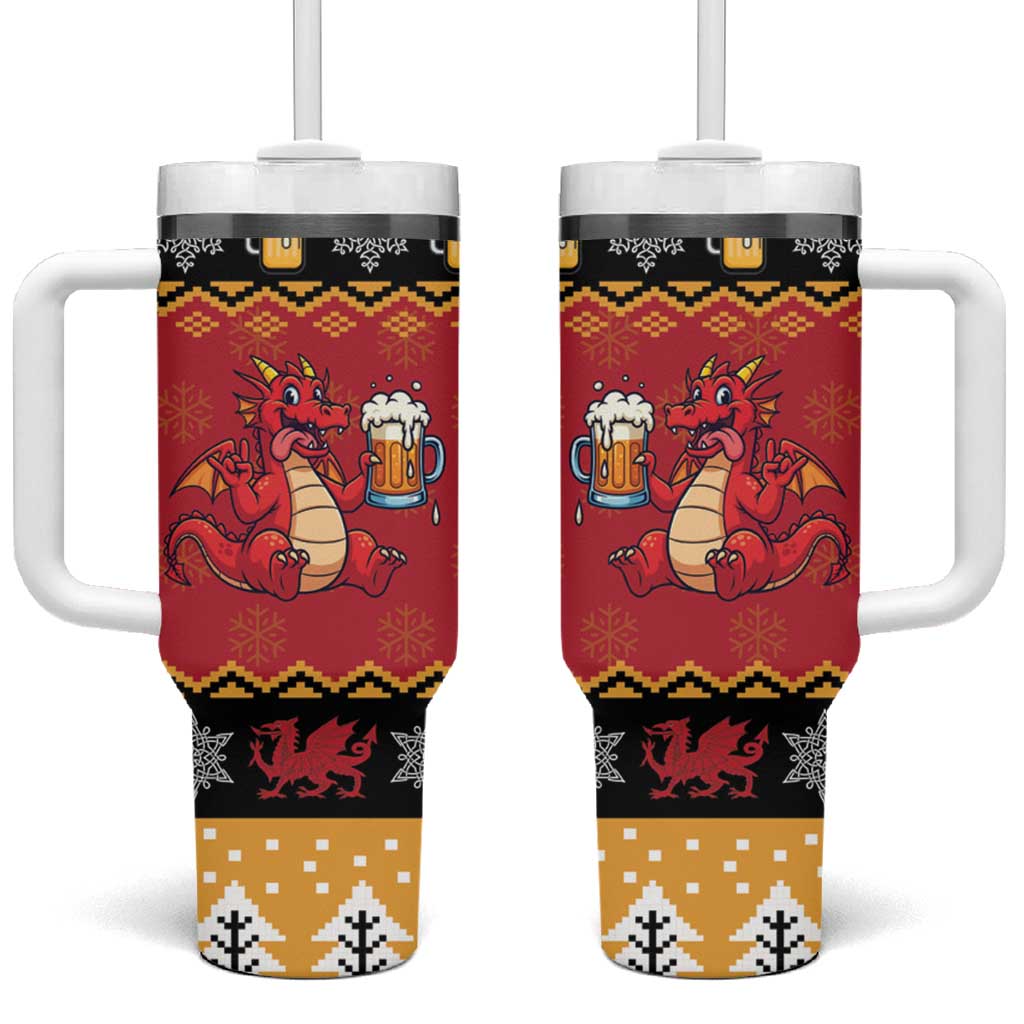 Carmarthenshire Wales Christmas Tumbler With Handle Funny Welsh Red Dragon Beer Xmas - Wonder Print Shop