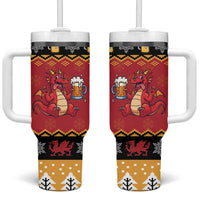 Carmarthenshire Wales Christmas Tumbler With Handle Funny Welsh Red Dragon Beer Xmas - Wonder Print Shop