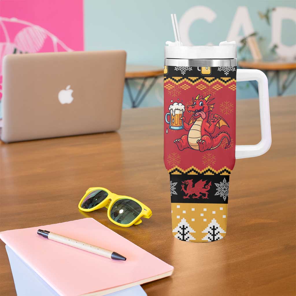 Carmarthenshire Wales Christmas Tumbler With Handle Funny Welsh Red Dragon Beer Xmas - Wonder Print Shop