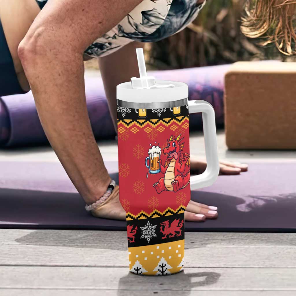 Carmarthenshire Wales Christmas Tumbler With Handle Funny Welsh Red Dragon Beer Xmas - Wonder Print Shop
