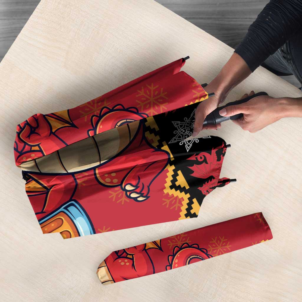 Carmarthenshire Wales Christmas Umbrella Funny Welsh Red Dragon Beer Xmas - Wonder Print Shop