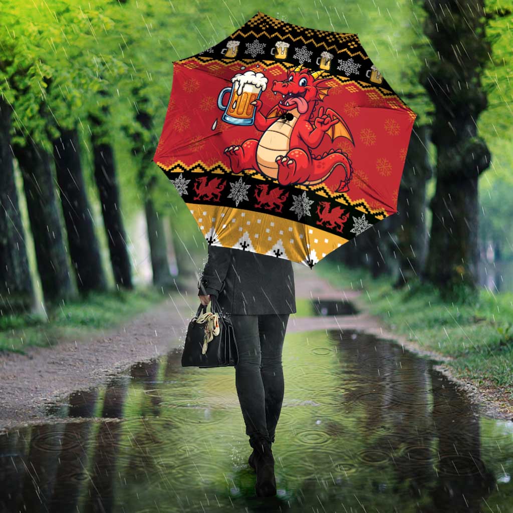 Carmarthenshire Wales Christmas Umbrella Funny Welsh Red Dragon Beer Xmas - Wonder Print Shop