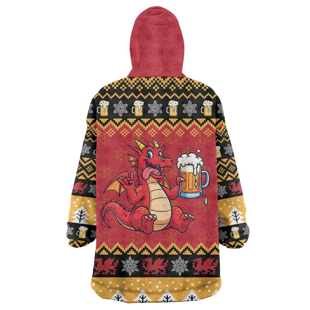 Carmarthenshire Wales Christmas Wearable Blanket Hoodie Funny Welsh Red Dragon Beer Xmas - Wonder Print Shop