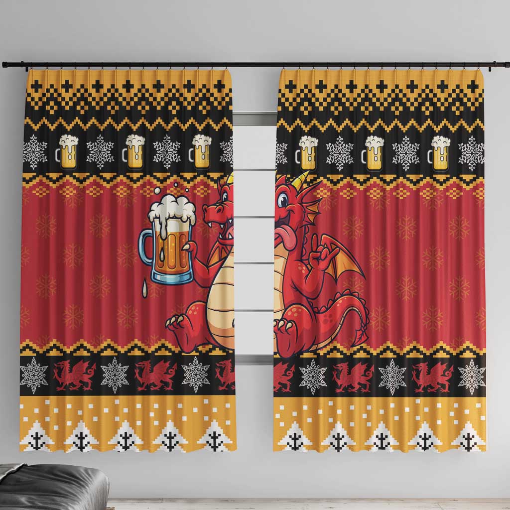 Carmarthenshire Wales Christmas Window Curtain Funny Welsh Red Dragon Beer Xmas - Wonder Print Shop