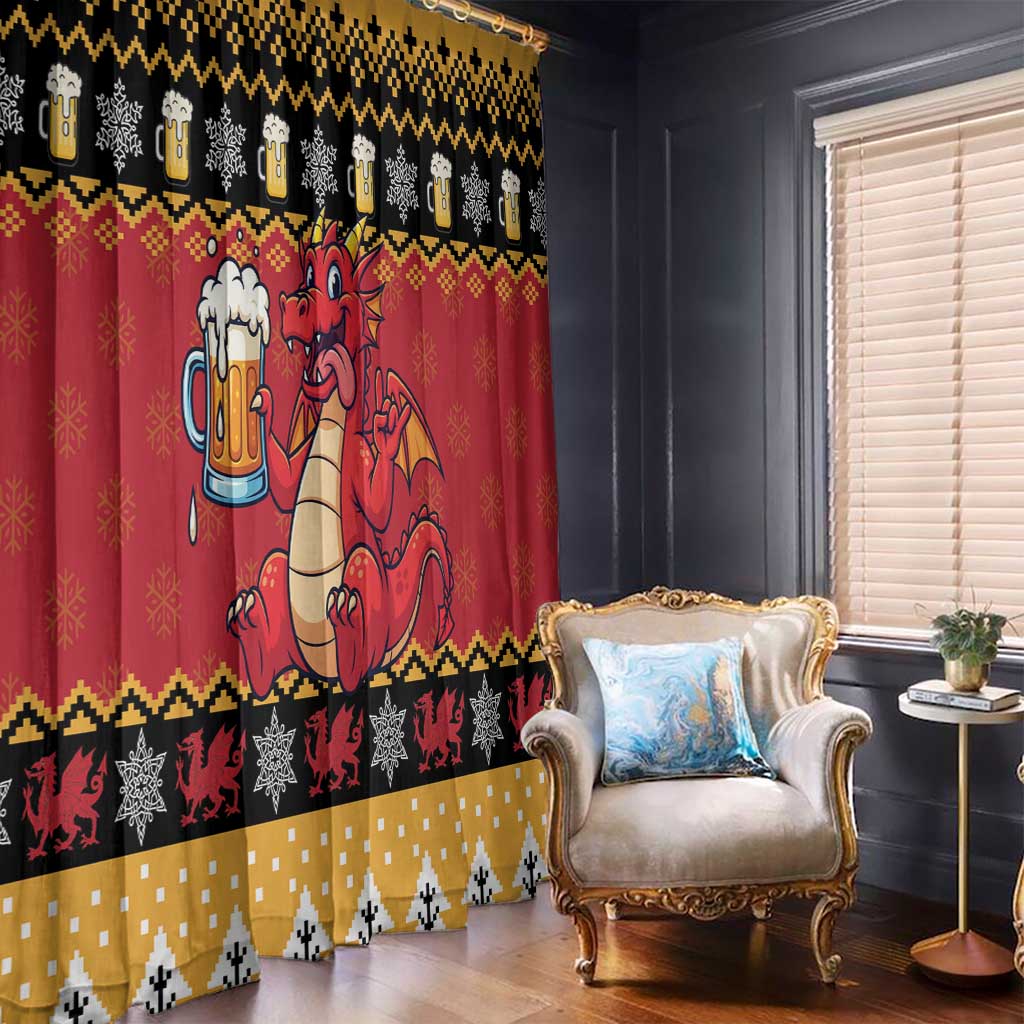 Carmarthenshire Wales Christmas Window Curtain Funny Welsh Red Dragon Beer Xmas - Wonder Print Shop