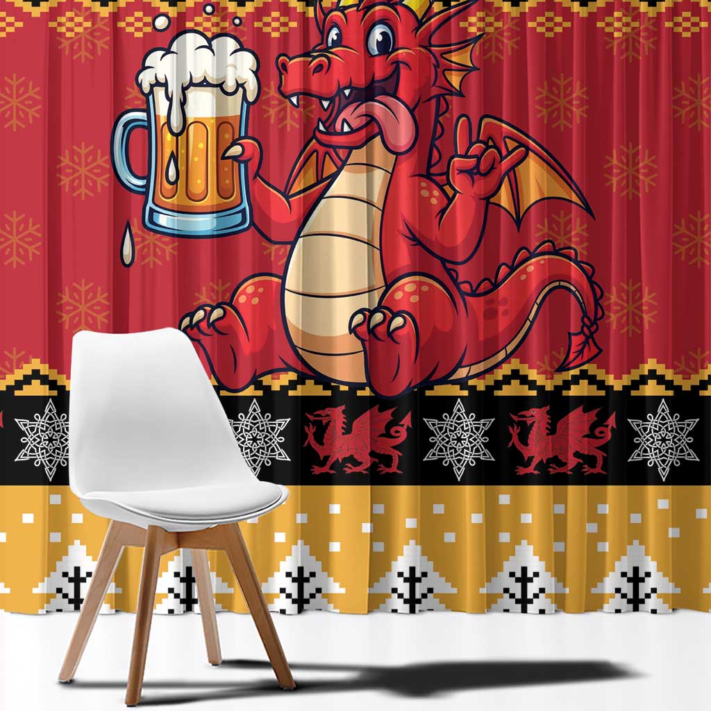 Carmarthenshire Wales Christmas Window Curtain Funny Welsh Red Dragon Beer Xmas - Wonder Print Shop