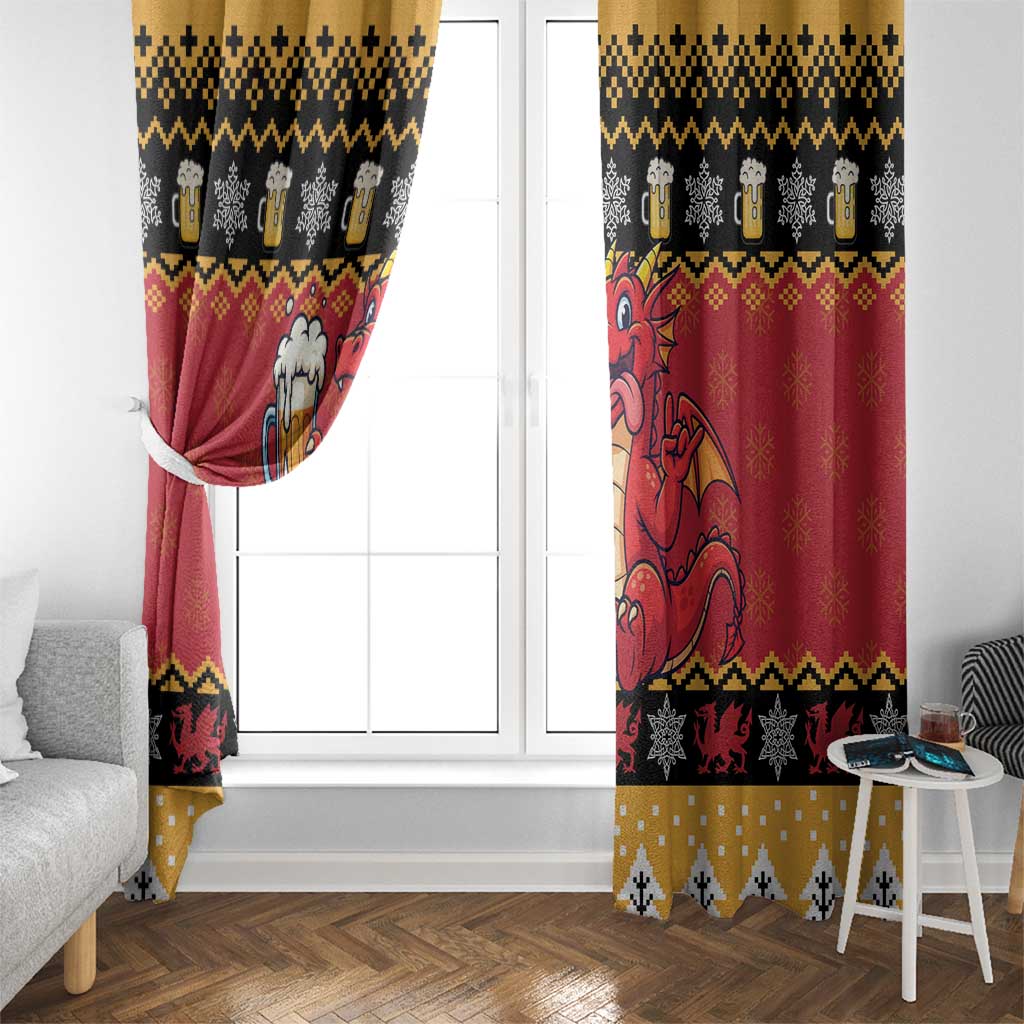 Carmarthenshire Wales Christmas Window Curtain Funny Welsh Red Dragon Beer Xmas - Wonder Print Shop