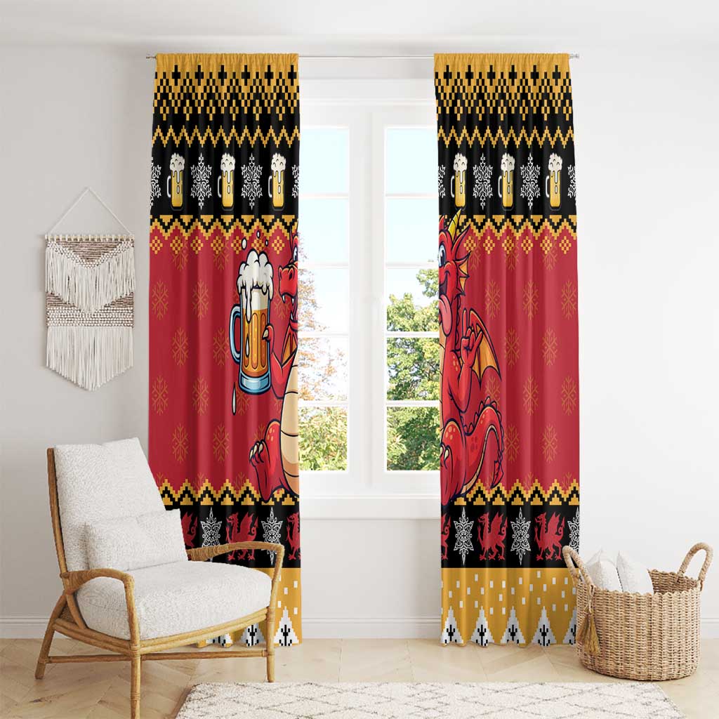 Carmarthenshire Wales Christmas Window Curtain Funny Welsh Red Dragon Beer Xmas - Wonder Print Shop