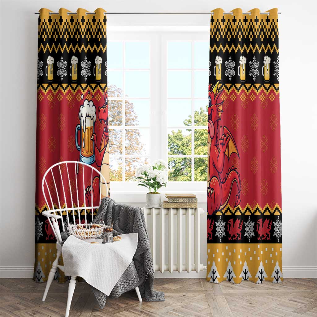 Carmarthenshire Wales Christmas Window Curtain Funny Welsh Red Dragon Beer Xmas - Wonder Print Shop