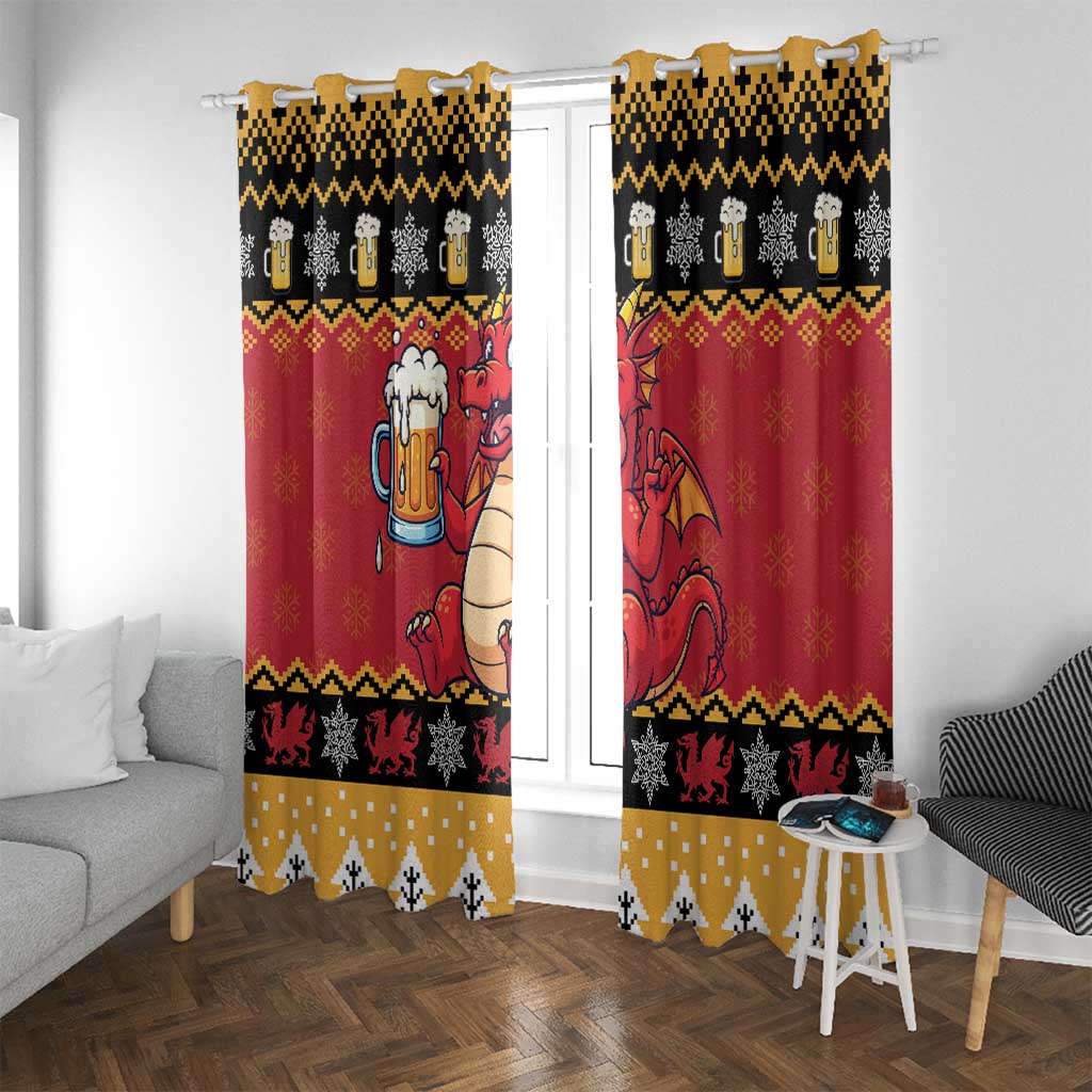 Carmarthenshire Wales Christmas Window Curtain Funny Welsh Red Dragon Beer Xmas - Wonder Print Shop