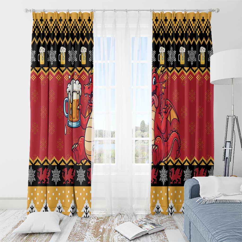Carmarthenshire Wales Christmas Window Curtain Funny Welsh Red Dragon Beer Xmas - Wonder Print Shop