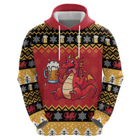 Carmarthenshire Wales Christmas Zip Hoodie Funny Welsh Red Dragon Beer Xmas - Wonder Print Shop