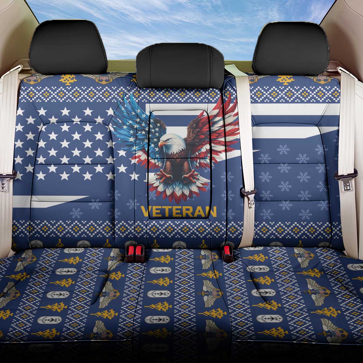 US Navy 250th Anniversary Veteran Back Car Seat Cover - Wonder Print Shop