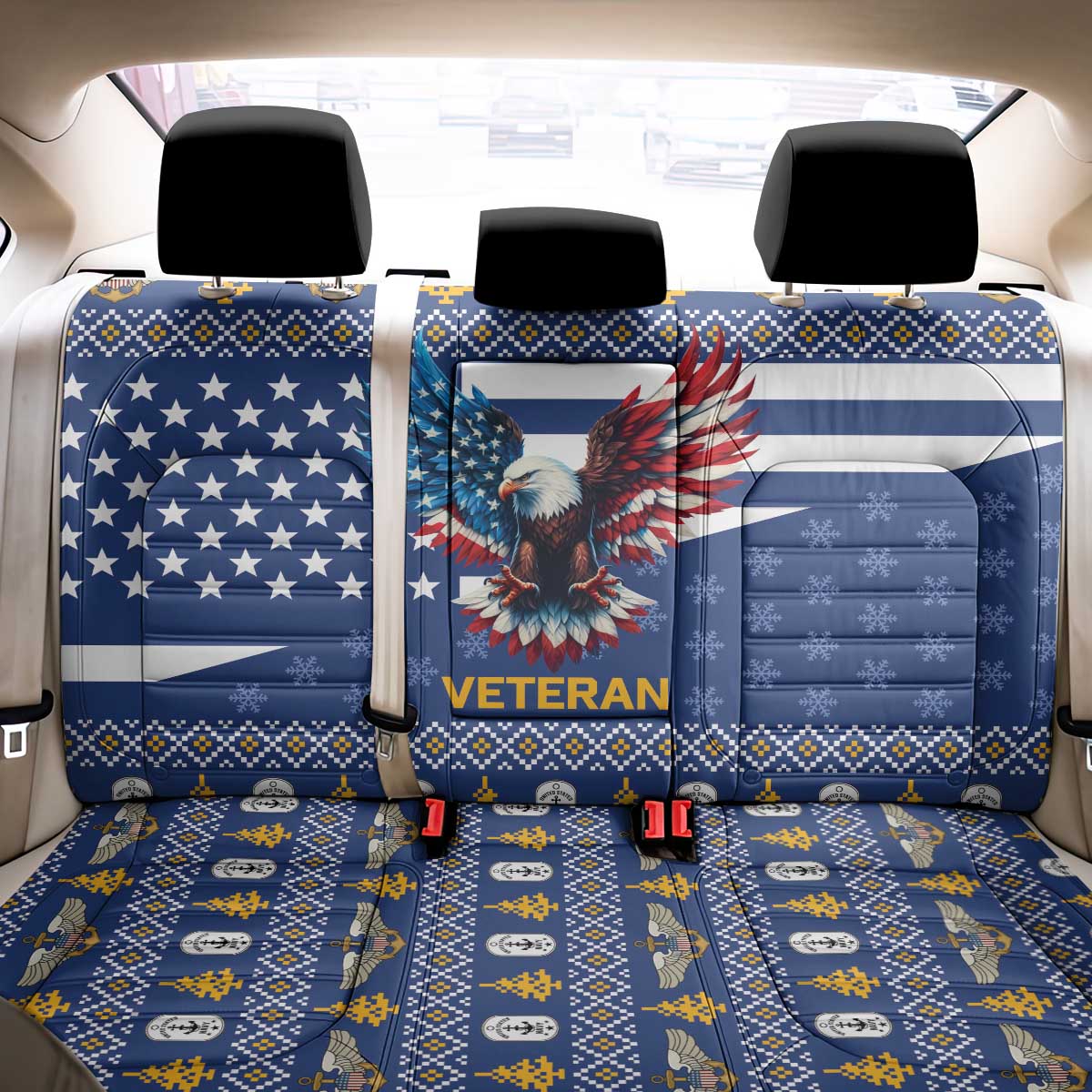US Navy 250th Anniversary Veteran Back Car Seat Cover - Wonder Print Shop