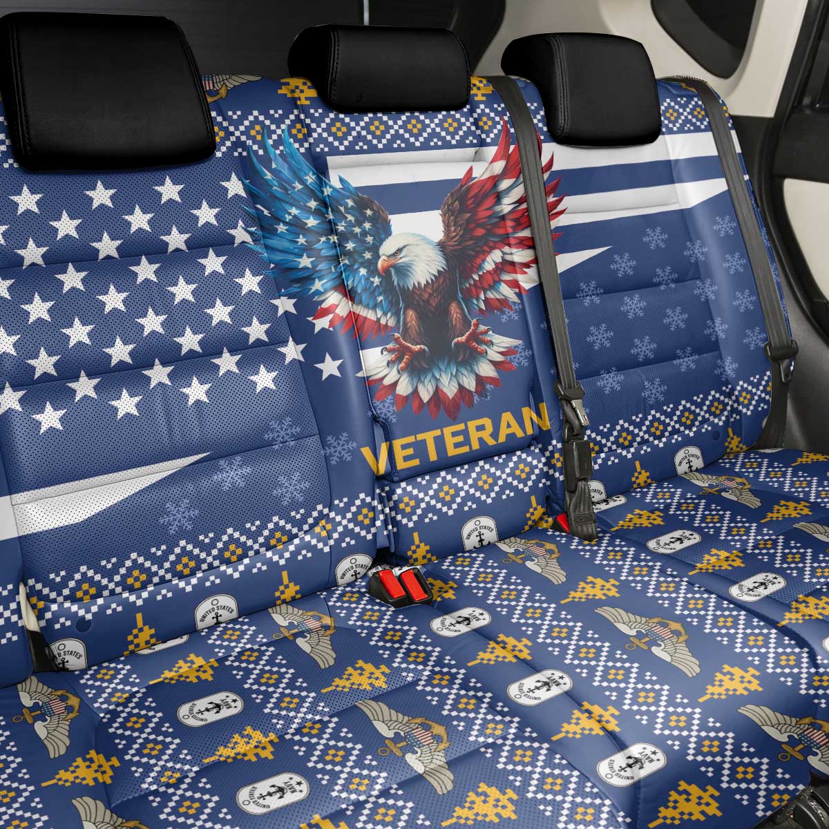 US Navy 250th Anniversary Veteran Back Car Seat Cover - Wonder Print Shop