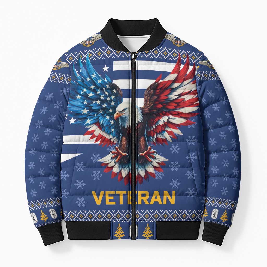 US Navy 250th Anniversary Veteran Bomber Puffer Jacket - Wonder Print Shop