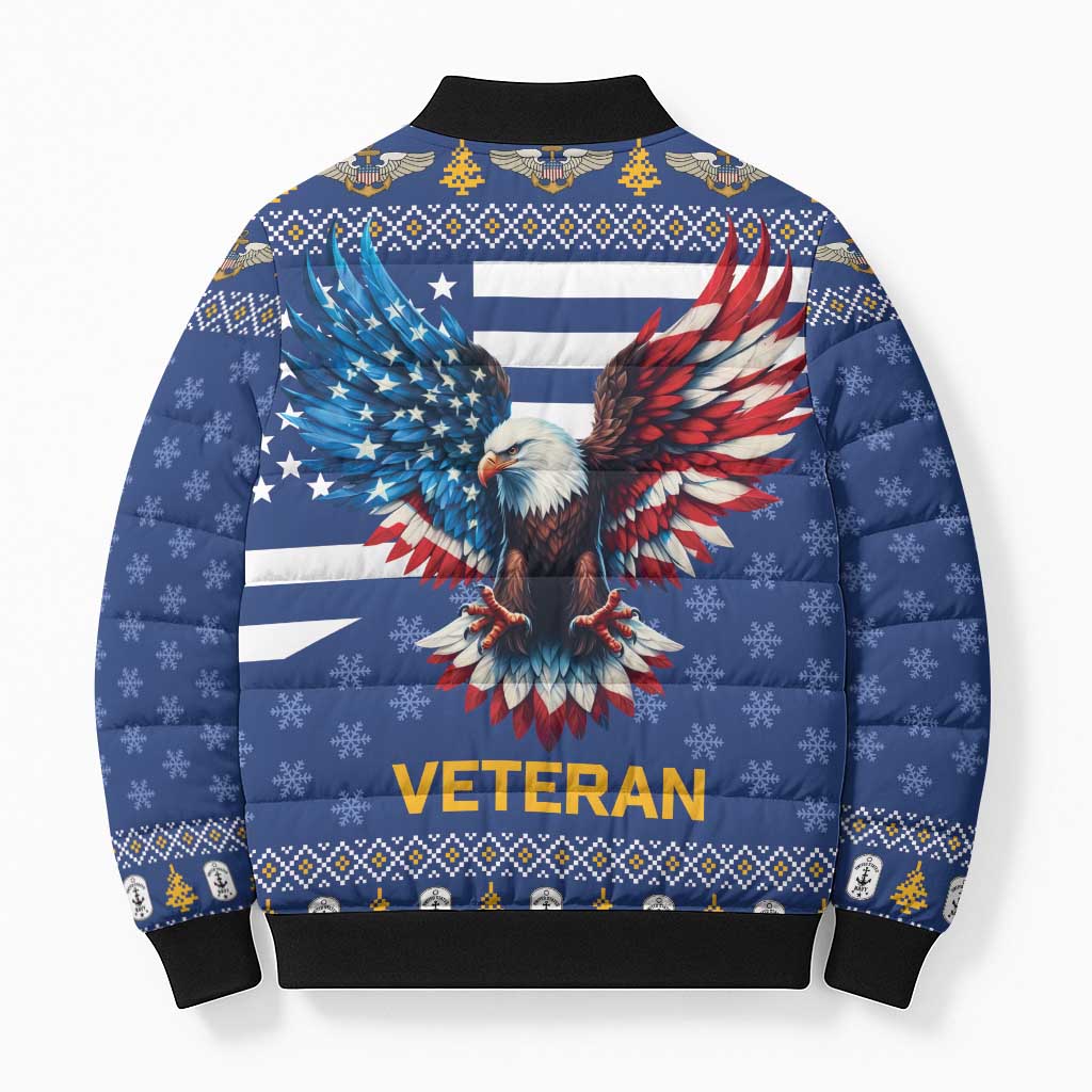 US Navy 250th Anniversary Veteran Bomber Puffer Jacket - Wonder Print Shop