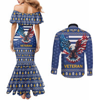 US Navy 250th Anniversary Veteran Couples Matching Mermaid Dress and Long Sleeve Button Shirt - Wonder Print Shop